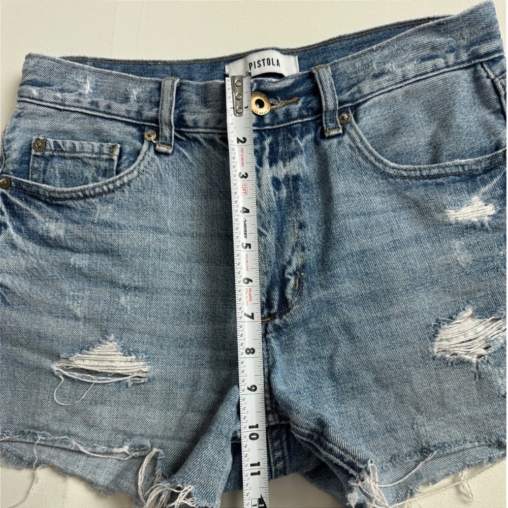 Pistola High Rise Distressed Denim Shorts Light Wash size 26 - Picture 6 of 7